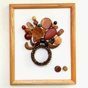 Wood Jewelry Art Jewelry Mosaic Floral Art Original One of A Kind Art!